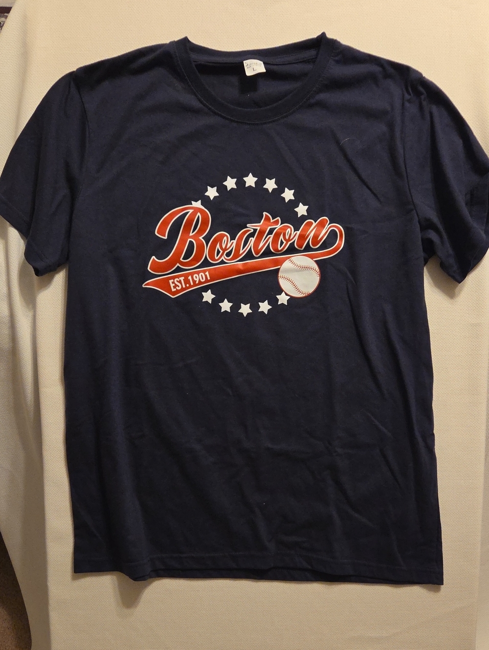 Boston Baseball Graphic Tee - Navy with Red & White Logo